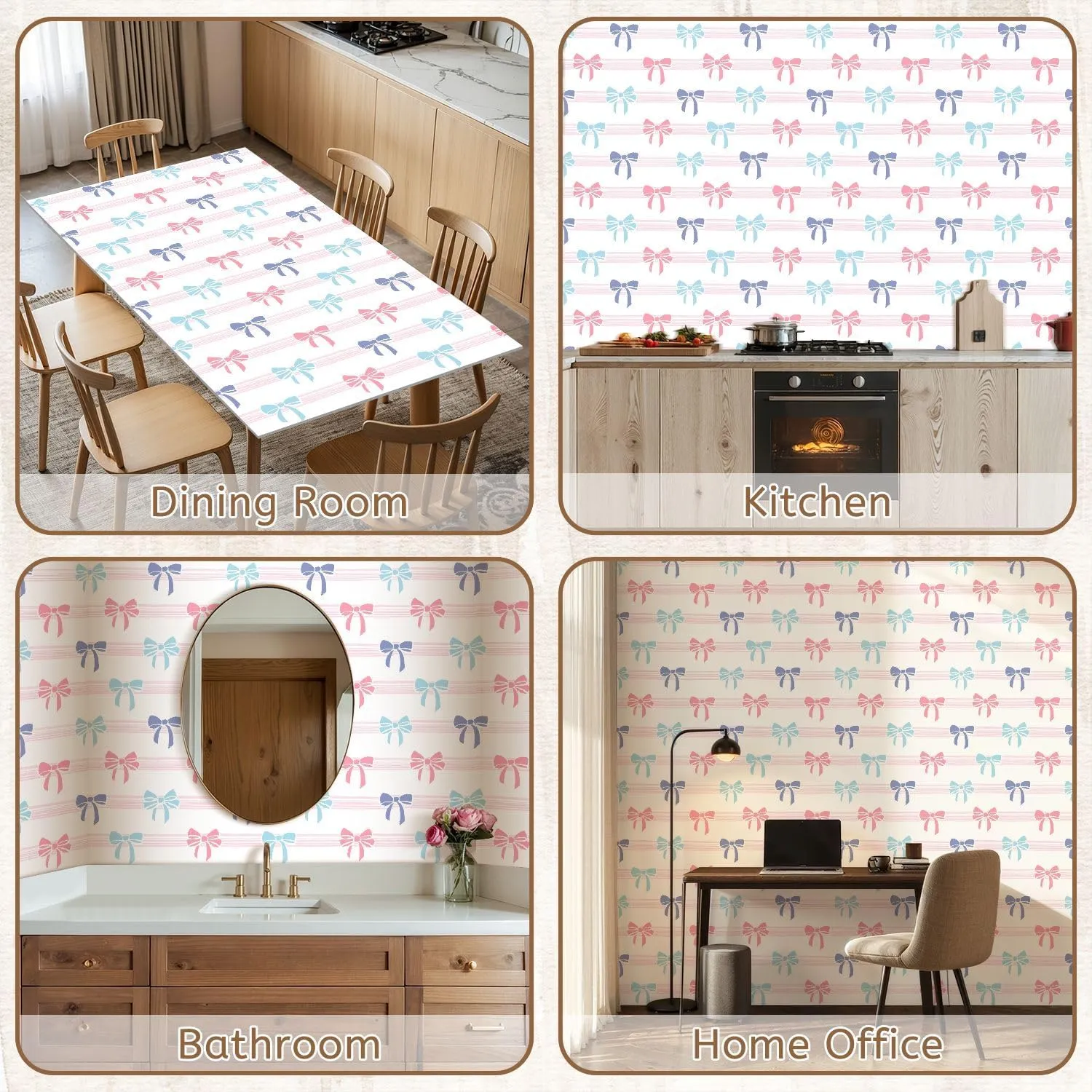 Peel and Stick Wallpaper Self Adhesive Wall Mural Seamless coquette aesthetic pink ribbon bow Colorful romantic ribbon Contact Paper Renter Friendly Wallpaper for Kitchen Nursery Bedroom 24"x118"