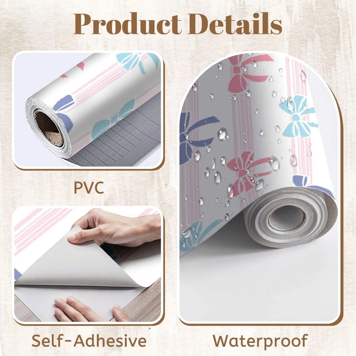 Peel and Stick Wallpaper Self Adhesive Wall Mural Seamless coquette aesthetic pink ribbon bow Colorful romantic ribbon Contact Paper Renter Friendly Wallpaper for Kitchen Nursery Bedroom 24"x118"