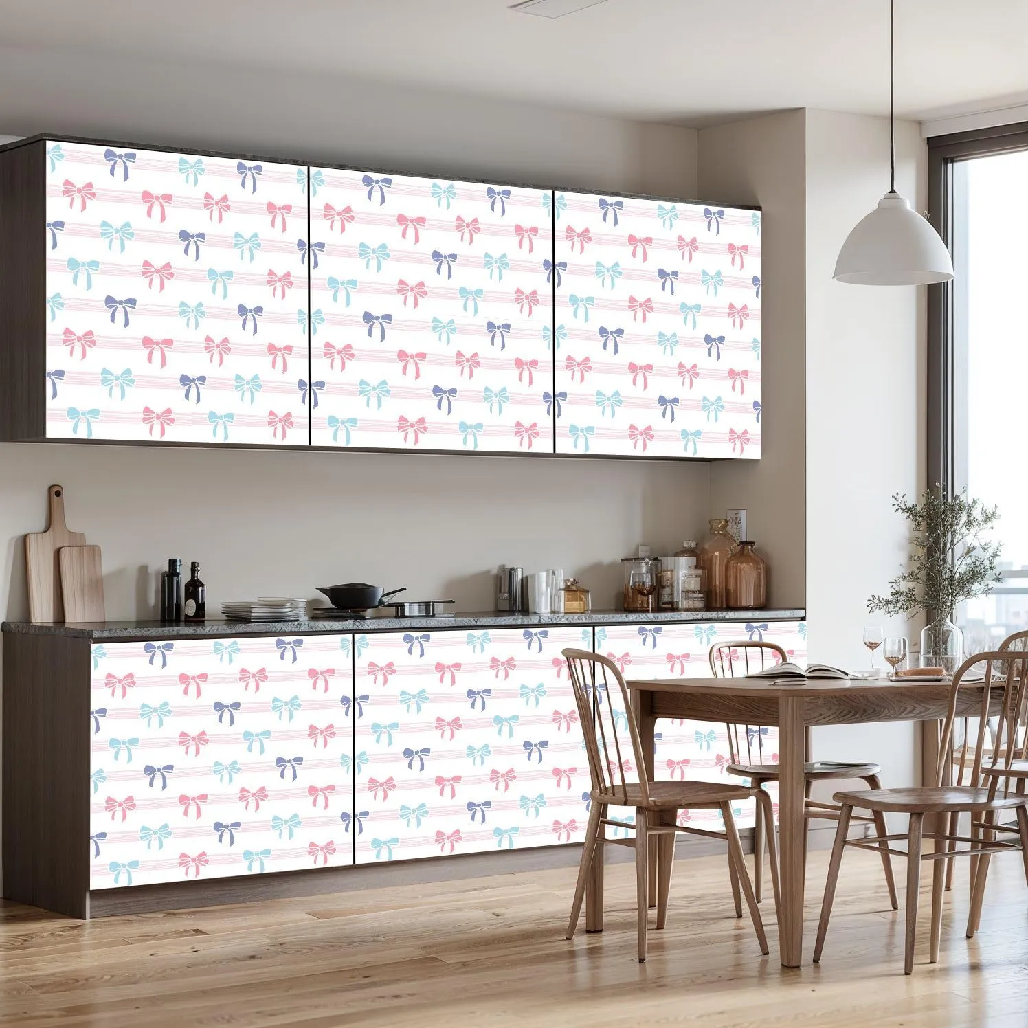 Peel and Stick Wallpaper Self Adhesive Wall Mural Seamless coquette aesthetic pink ribbon bow Colorful romantic ribbon Contact Paper Renter Friendly Wallpaper for Kitchen Nursery Bedroom 24"x118"