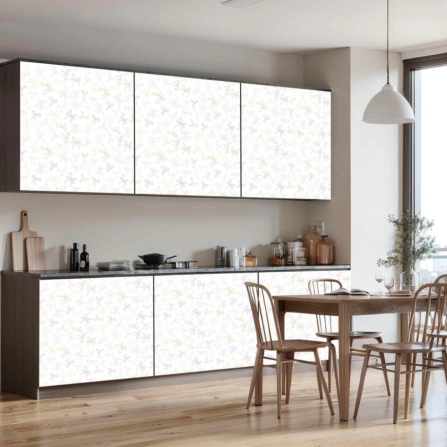 Peel and Stick Wallpaper Self Adhesive Wall Mural Seamless various bow knots gift ribbons Trendy hair braiding accessory Contact Paper Renter Friendly Wallpaper for Kitchen Nursery Bedroom 17.7"x118"