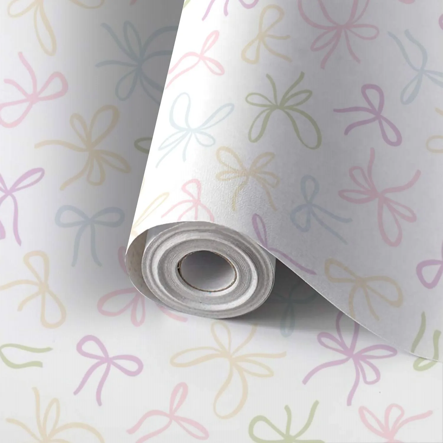 Peel and Stick Wallpaper Self Adhesive Wall Mural Seamless various bow knots gift ribbons Trendy hair braiding accessory Contact Paper Renter Friendly Wallpaper for Kitchen Nursery Bedroom 17.7"x118"