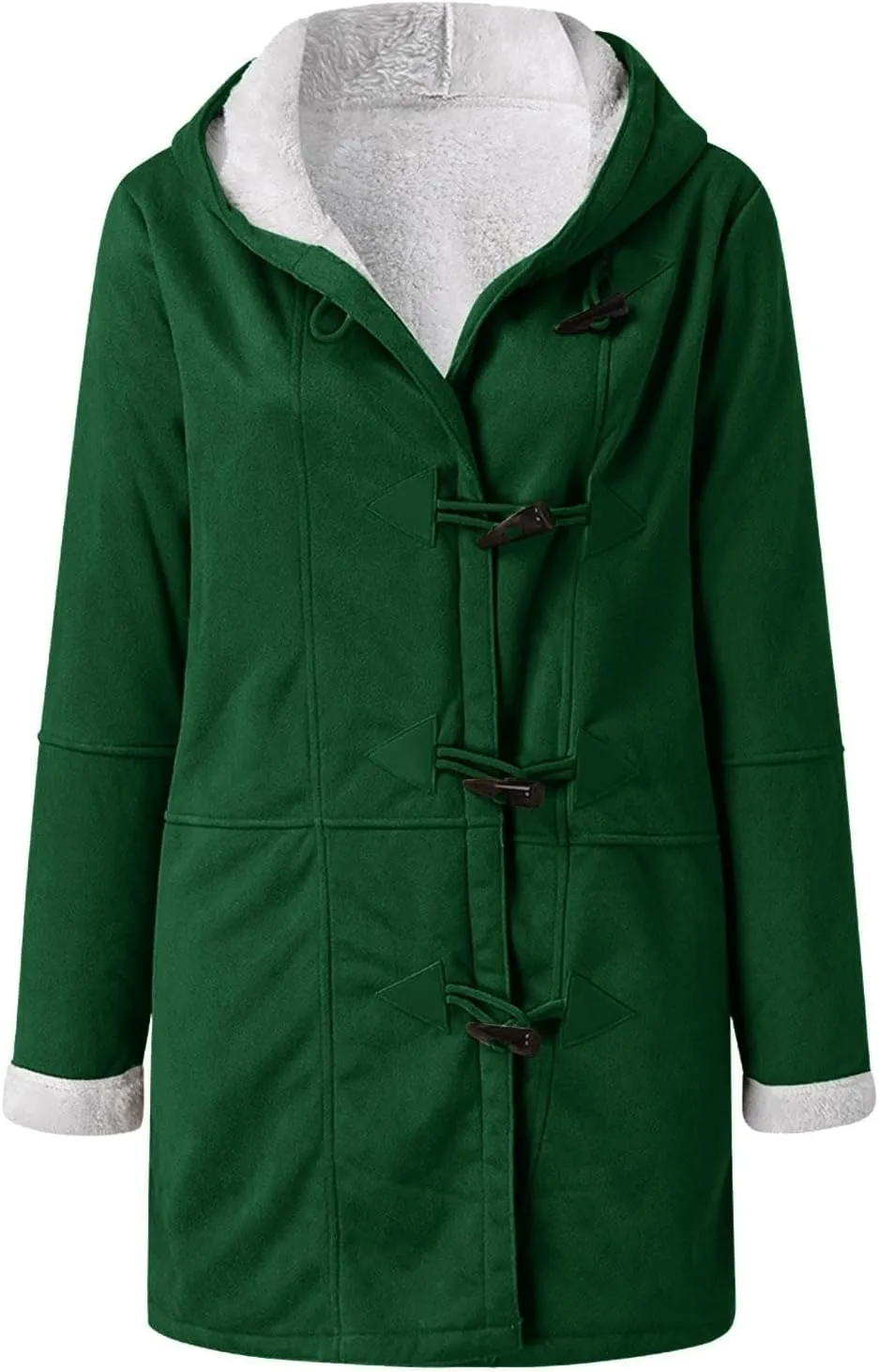 Plus Size Winter Coats for Women 2024 Warm Fleece Lined Jacket Button Sherpa Fur Hooded Parka Suede Peacoat Outerwear
