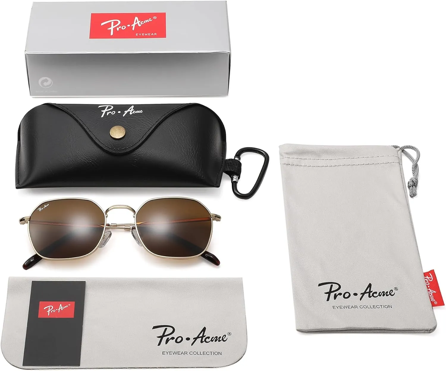 Pro Acme Classic Sunglasses for Women Men Hexagonal Flat Metal Frame Trendy Square Shades Sunglasses 100% Real Glass Lens