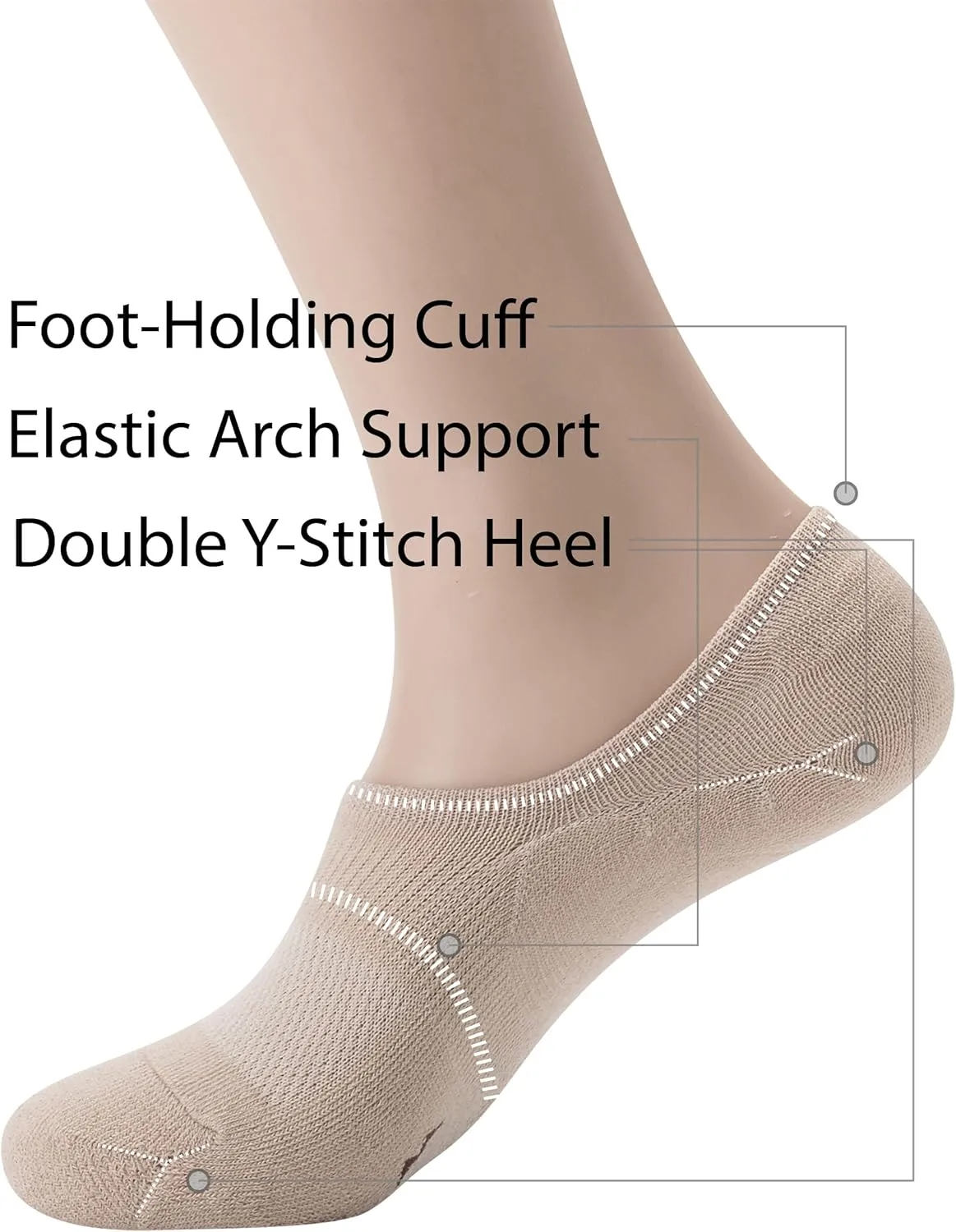 Pro Mountain No Show Socks Wide Toe Box For Health Bunion Unisex Size S to X-Large Cotton Cushion Footies