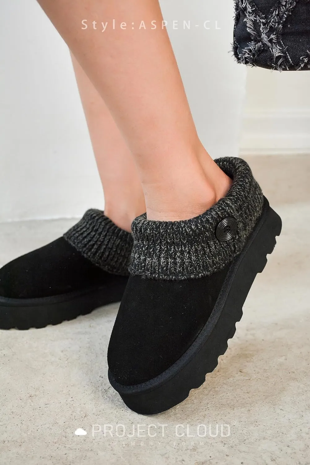 Project Cloud Womens Slippers with Memory Foam House Shoes & Fuzzy Slippers - Non-slip Fur Lining House Shoes for Women Footwear (Aspened)