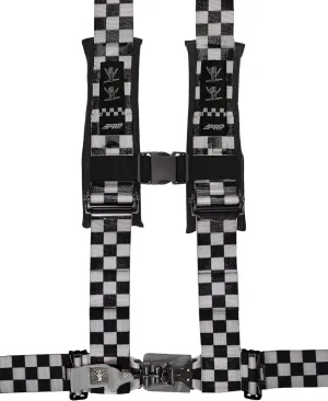 PRP Seats Shreddy Racing Harness - Quick Release Harness with Removable Pads, Bolt-in Tabs (Black and White Checkered)