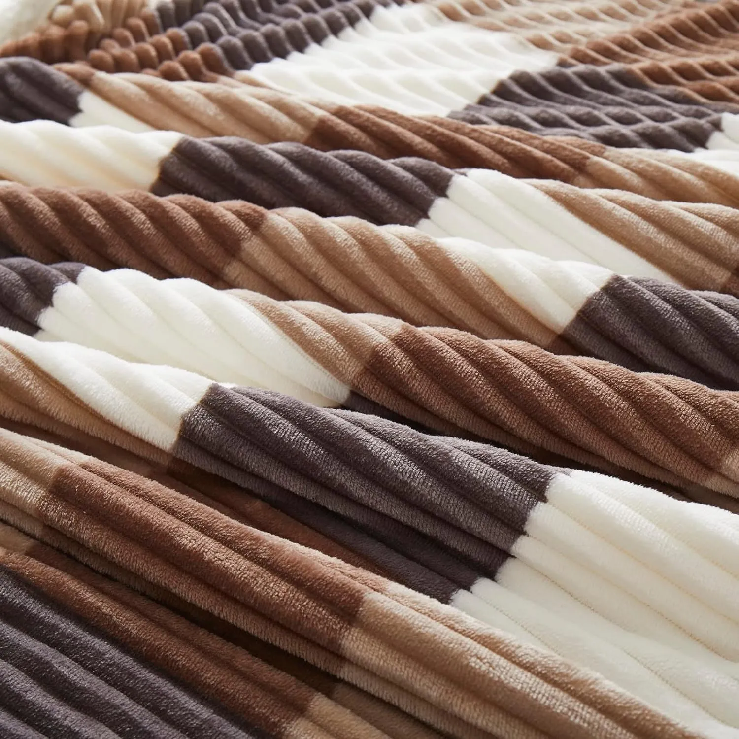 PU MEI Sherpa Blanket Twin Plaid Thick Bed Blanket, 60”*80” Super Soft Flannel Fuzzy Fleece Reversible Velvet Plush Warm Blanket for Couch (Beige Check, 60"*80")