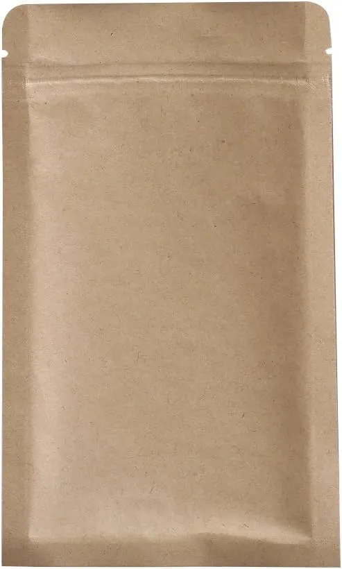 QQ Studio Pack of 100 6" x 9.5" Food Safe Double Sided Kraft Flat QuickQlick™ Bag with Rounded Corner Edges and Tear Notch