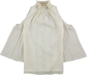 RACHEL ZOE $99 Womens New 2732 Ivory Cold Shoulder Glitter Turtle Neck Top M B B