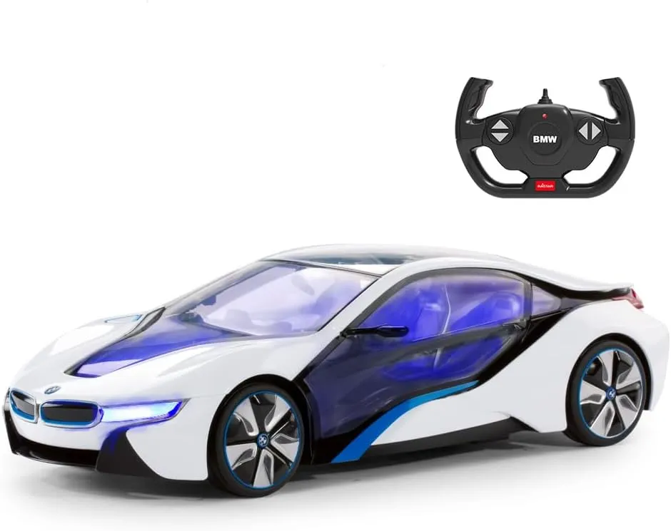 RASTAR BMW Toy Car, 1:14 BMW i8 Remote Control Car | BMW RC Car, Fully Transparent/Interior Light