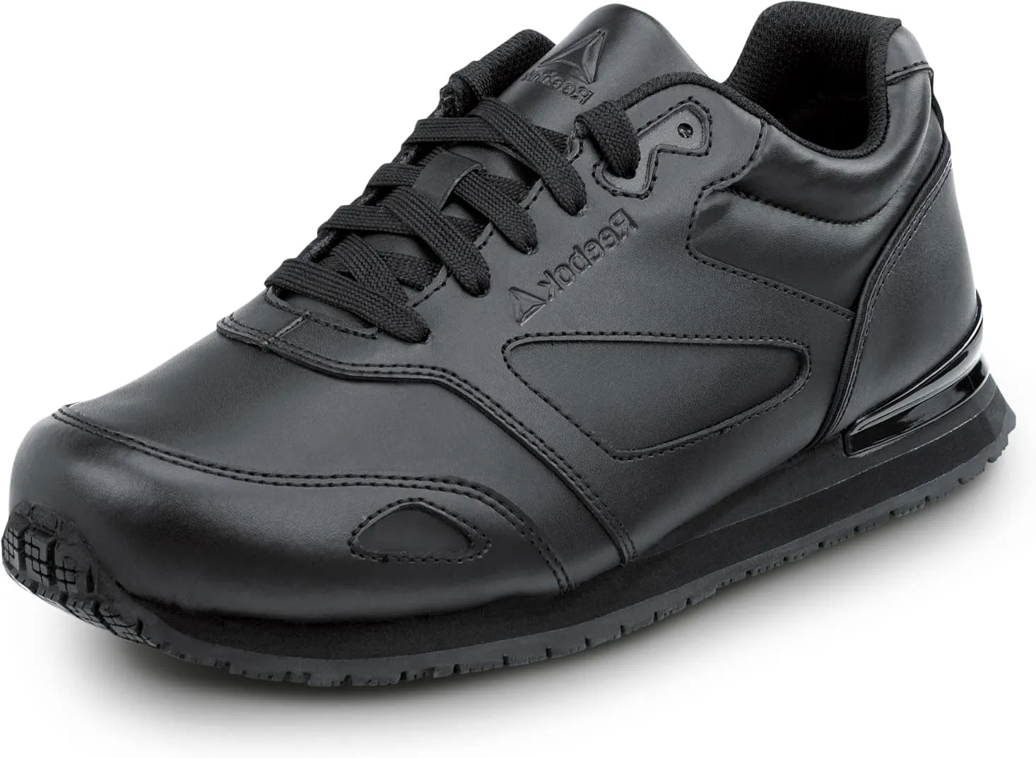 Reebok Work Prelaris, Black, Women's, Jogger Style Slip Resistant Soft Toe Work Shoe (5.5 M)