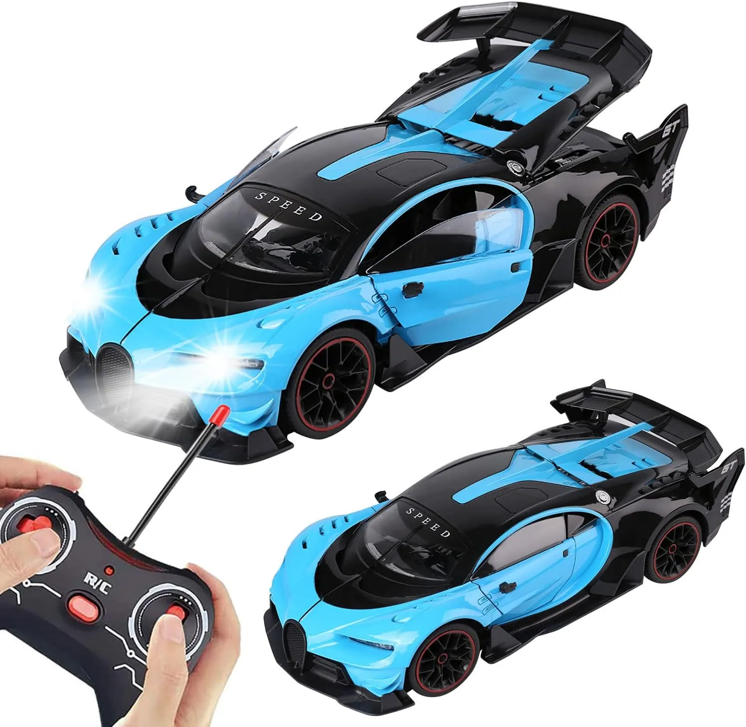 Remote Control Car for 4-7 8-12 Boys, 1/12 Scale Rc Racing Car Toy Vehicle Sports Car for Kids with Led Lights & Open Doors Model Vehicle for Boys Girls