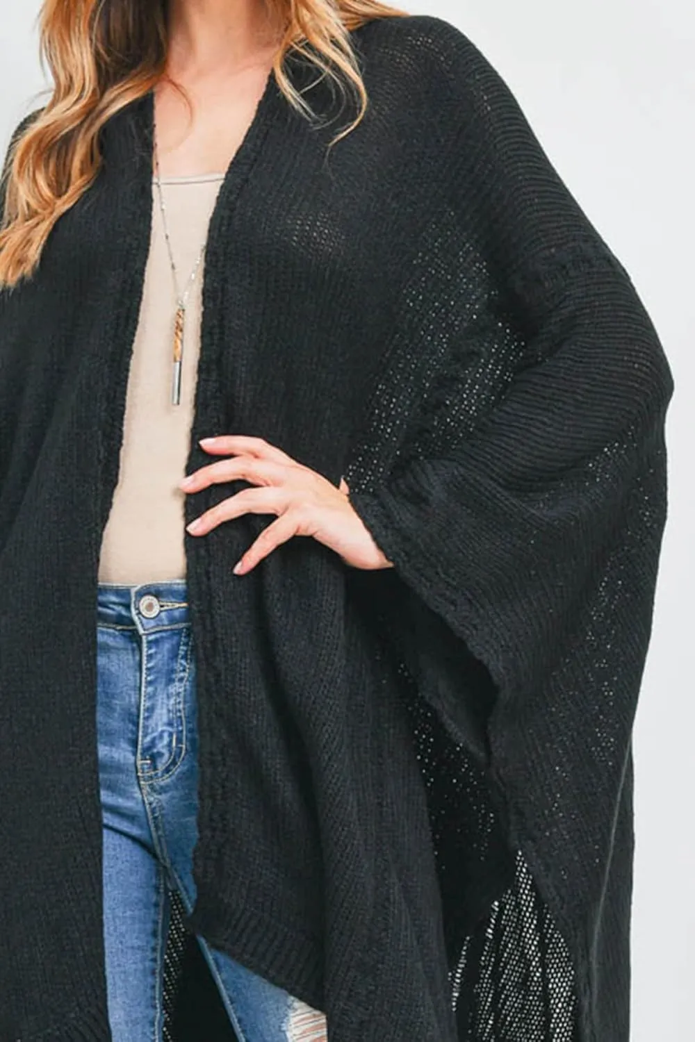 RIAH FASHION Bohemian Sequin Glitter Shawl Wrap Poncho - Kimono Cardigan, Sparkly Metallic Mesh Scarf, Open Knit Crochet