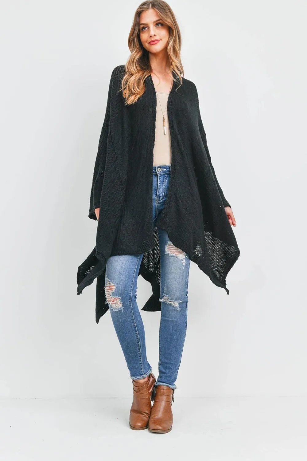 RIAH FASHION Bohemian Sequin Glitter Shawl Wrap Poncho - Kimono Cardigan, Sparkly Metallic Mesh Scarf, Open Knit Crochet