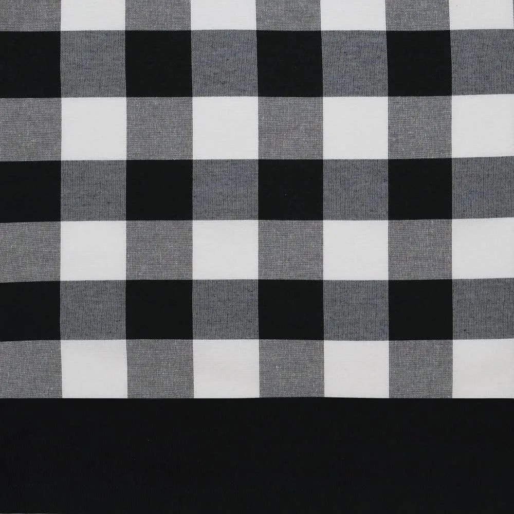 Semi Sheer Checkered Curtains 84 Inches Long, Rustic Farmhouse Gingham Curtains for Bedroom, Living Room, and Kitchen, Single Panel, 42" x 84", Black