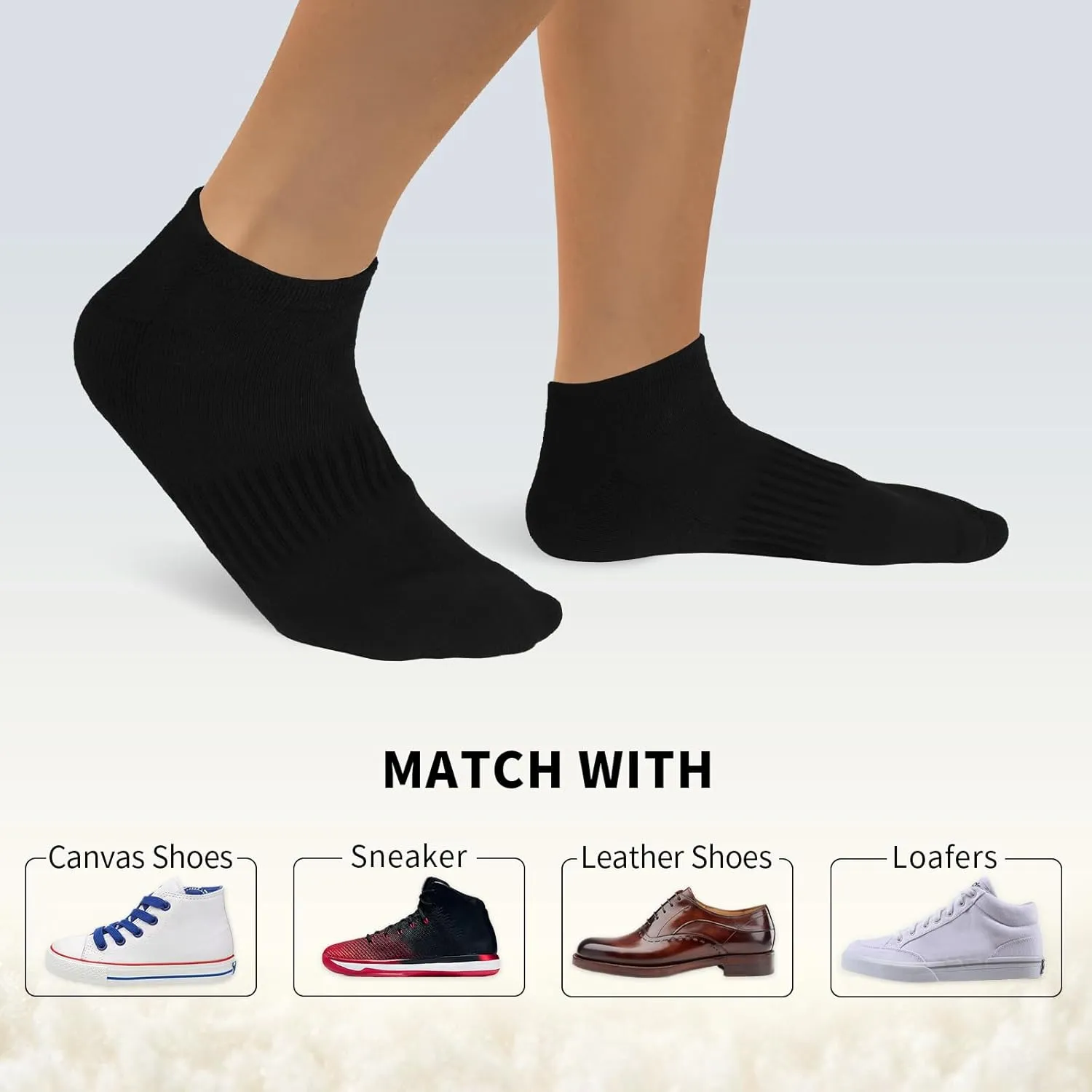 SIXDAYSOX 8/6 Pack Mens Ankle Socks Low Cut Comfort Casual Socks Size 10-13/13-15