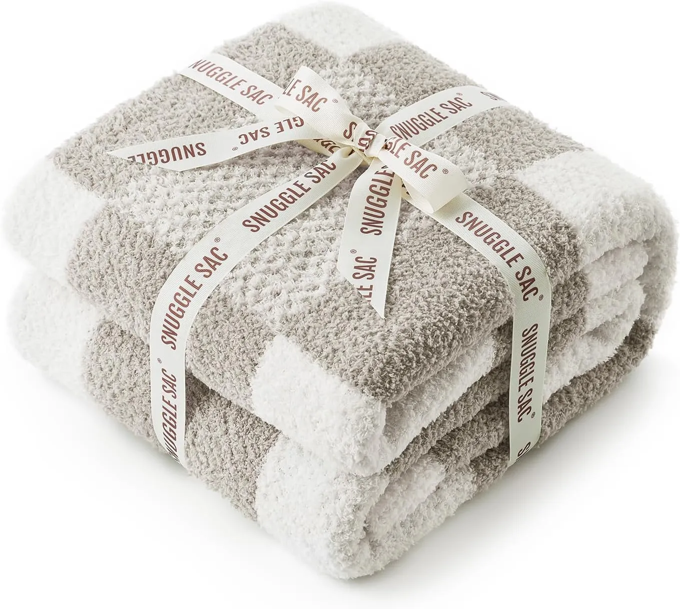 Snuggle Sac Checkered Blanket, Grey Throw Blanket for Couch Checker Microfiber Fluffy Warm Fuzzy Cozy Soft Throw Blanket Reversible Checkerered Blankets for Sofa, Chair, Bed, 50x60 inches