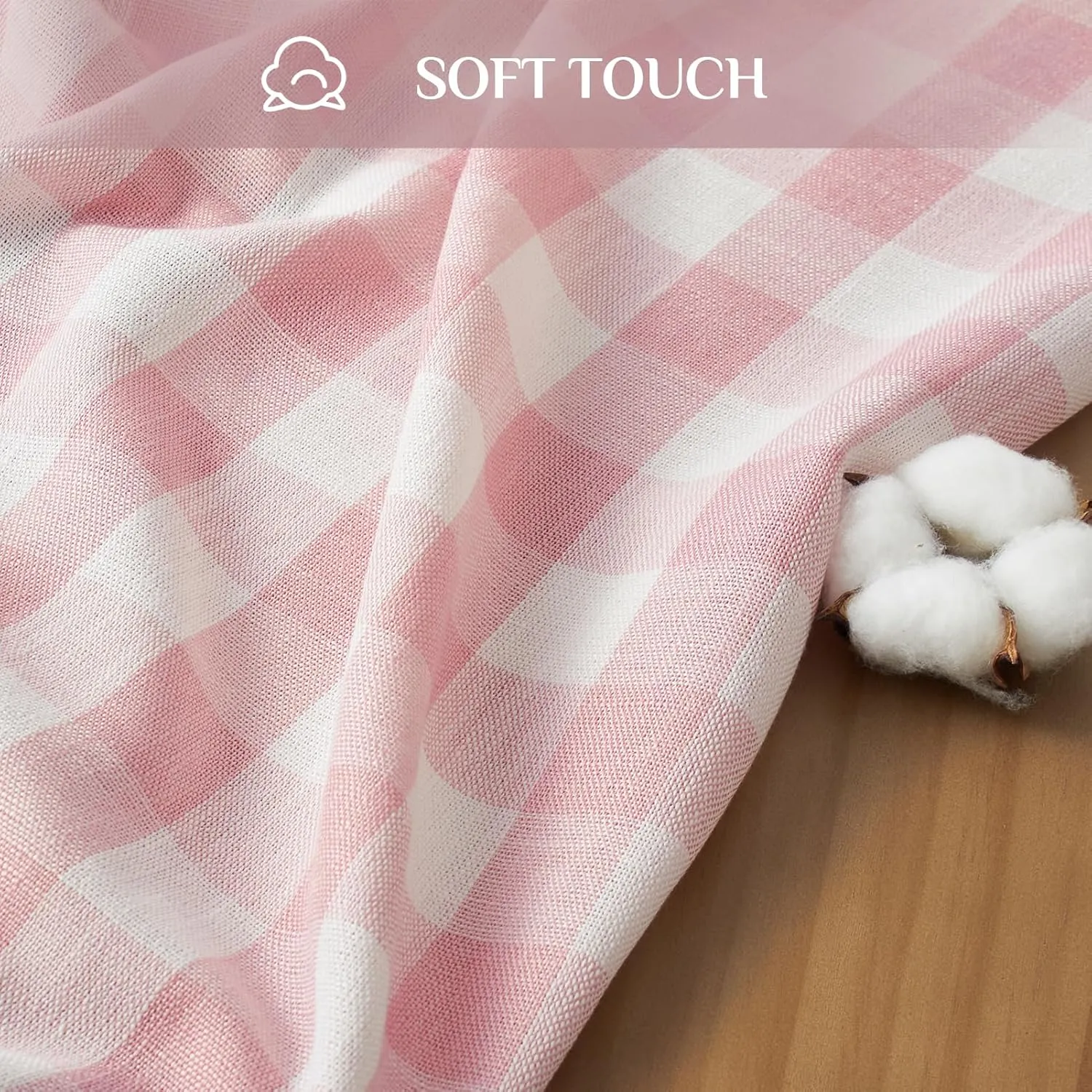 Softalker Checkered Tablecloth Rectangle, Heavy Weight Linen Cotton Gingham Boho Table Cloth with Tassel, Washable Wrinkle Free Buffalo Plaid Table Cover for Dining/Party/Outdoor - 55 x 84 Inch, Pink