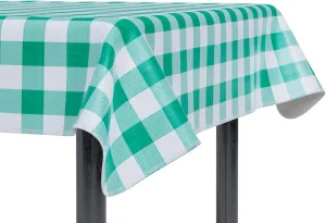 Sorfey Tablecloth - Vinyl with Flannel Back, 60"x84" Rectangle, Water Proof, Easy to Clean, Checked Green Design