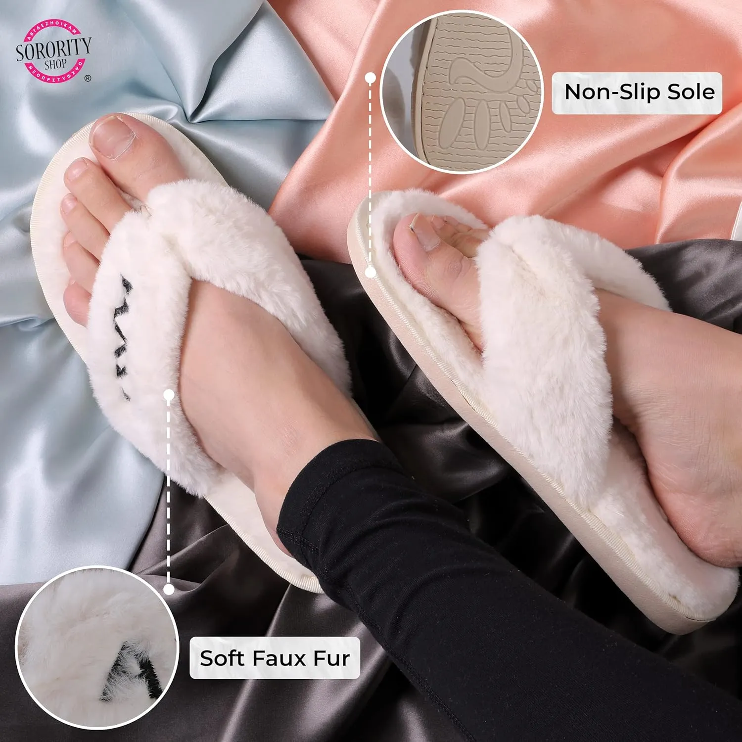 Sorority Shop Chi Omega Fuzzy Slippers Women