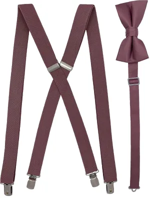 Spencer J's Men's X Back Suspenders & Bowtie Set Variety of Colors