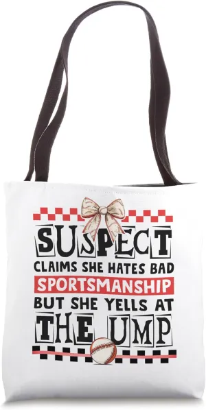 Sportsmanship Sarcasm Baseball Mom Bow Funny Tote Bag
