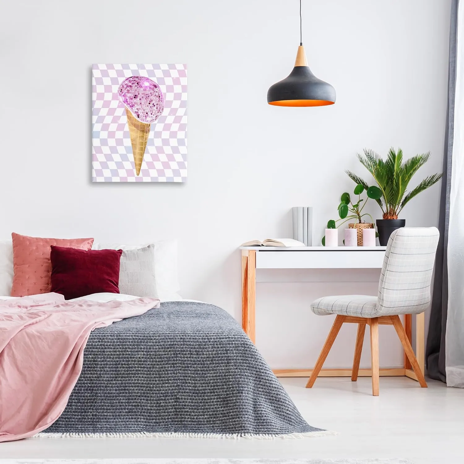Stupell Industries Checkered Disco Ice Cream Canvas Wall Art by Ziwei Li