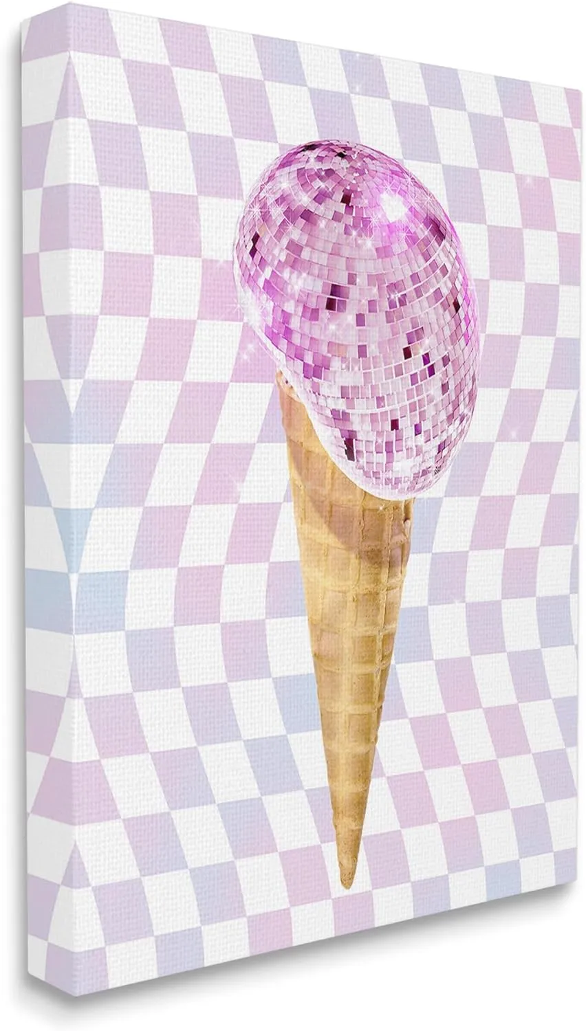 Stupell Industries Checkered Disco Ice Cream Canvas Wall Art by Ziwei Li