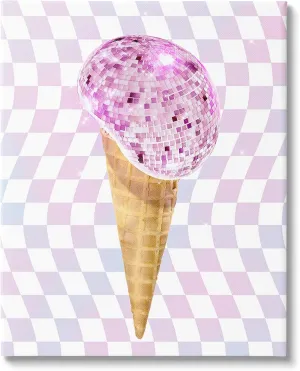 Stupell Industries Checkered Disco Ice Cream Canvas Wall Art by Ziwei Li