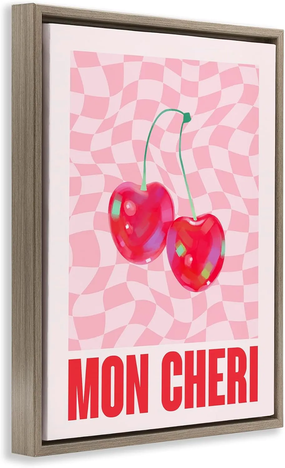 Stupell Industries Mon Cheri on Checkered Brown Floater Framed Canvas Wall Art Design by House of Lulu, 25 x 31
