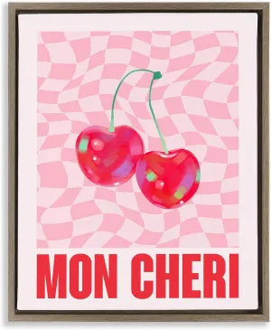 Stupell Industries Mon Cheri on Checkered Brown Floater Framed Canvas Wall Art Design by House of Lulu, 25 x 31