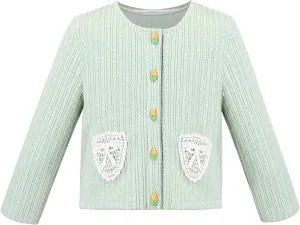 Sunny Fashion Girls Cardigan Button Up Sweater Long Sleeve Warm Casual Knit Jacket