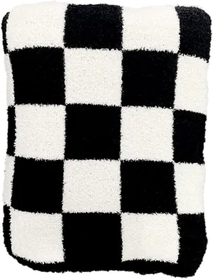 Super Soft Luxurious Warm Checkered Throw Blanket - Reversible for Couch, Bed, Sofa - 60x80 Inches - Black and White Checkered Pattern