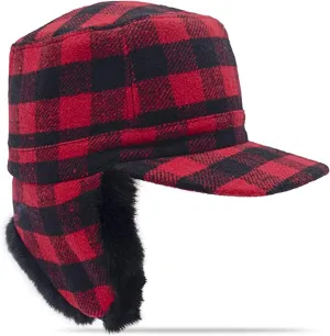 surell Red Plaid Faux Fur Aviator Hat - Warm Fudd Trooper Hat - Eskimo Trapper Hat with Ear Warmers - Unisex Winter Plaid Fake Fur Hat for Cold Weather