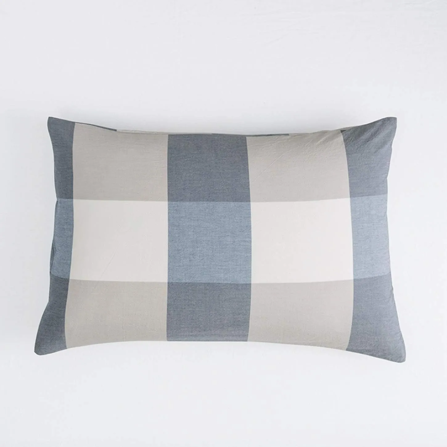SUSYBAO Checkered Duvet Cover King 100% Washed Cotton Blue Plaid Duvet Cover 3 Pcs Set 1 Beige Grid Duvet Cover with Zipper Ties 2 Pillowcases Soft Farmhouse Buffalo Checkered Bedding Set