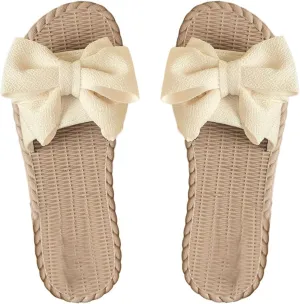 SweatyRocks Women's Bow Knot Flat Sandals Open Toe Summer Casual Slide Shoes
