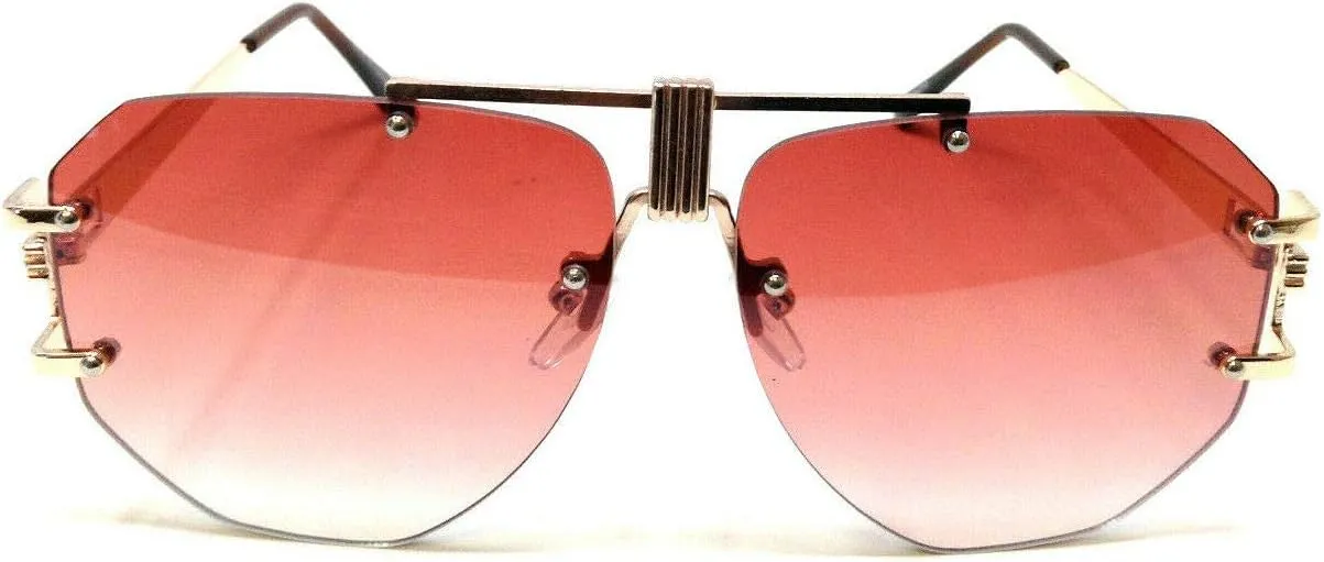 Syndicate Rimless Flat Top Oversized XL Aviator Luxury Sunglasses