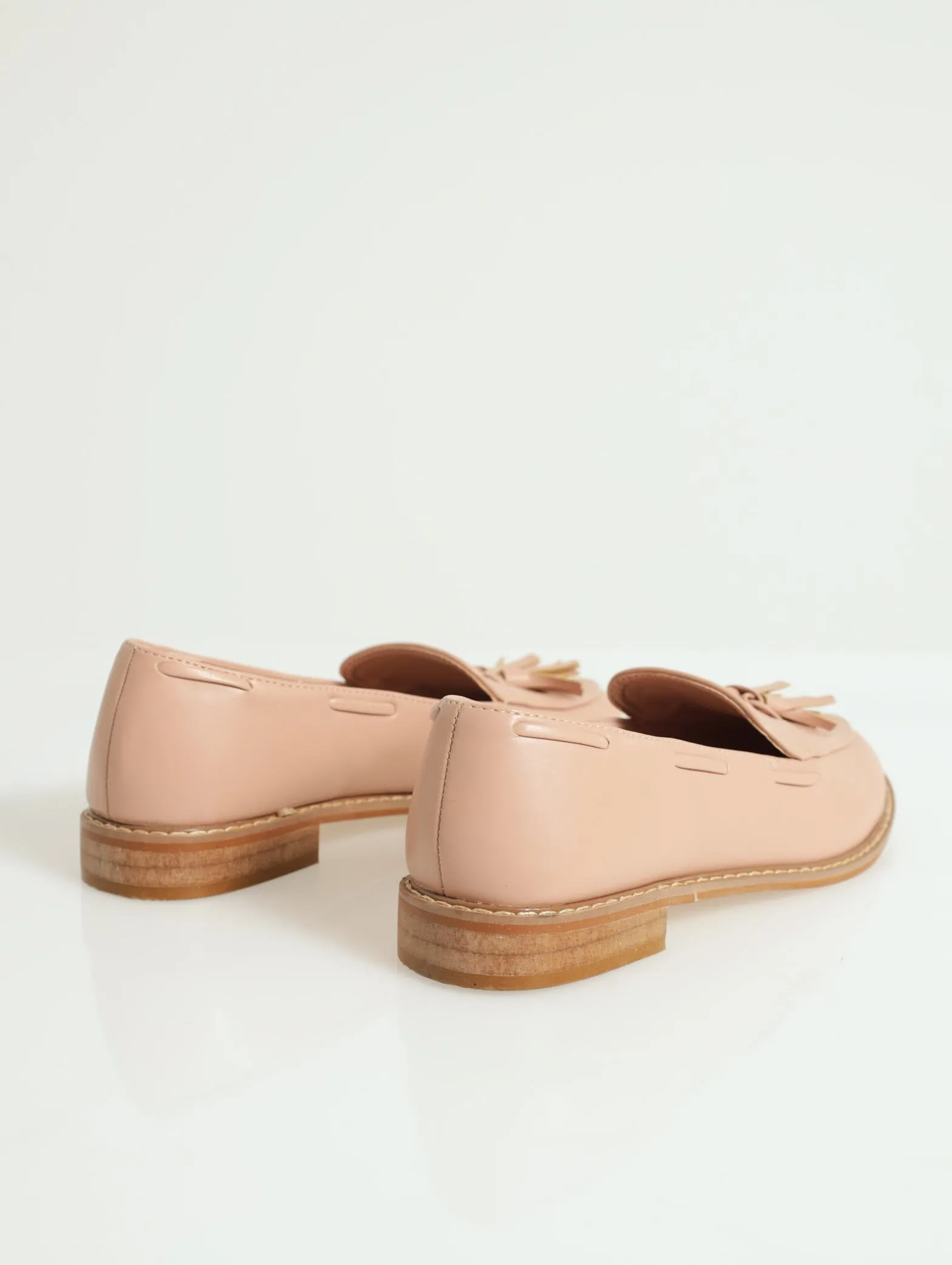 Tassel Loafer With Side Interlace Detail - Blush