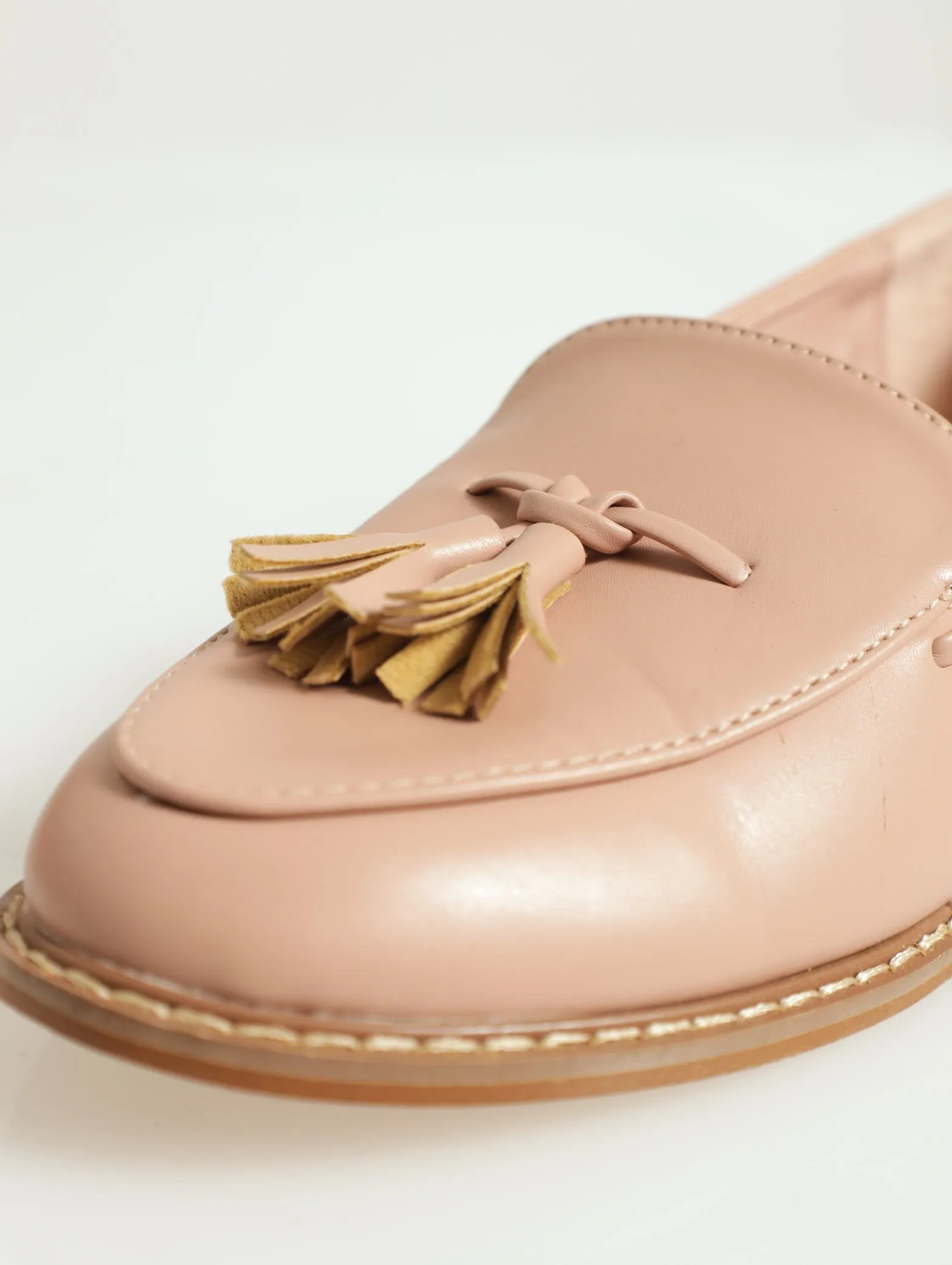 Tassel Loafer With Side Interlace Detail - Blush