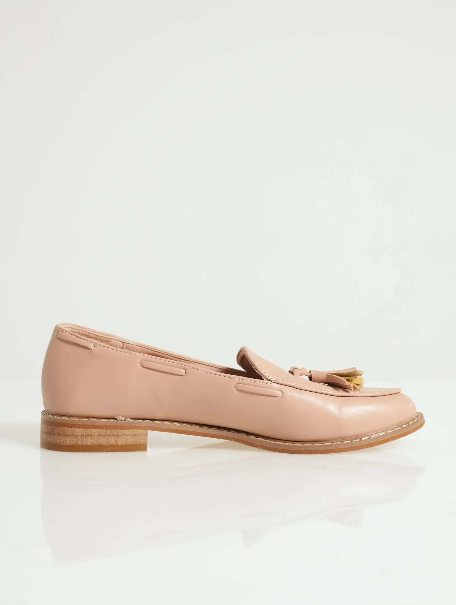 Tassel Loafer With Side Interlace Detail - Blush