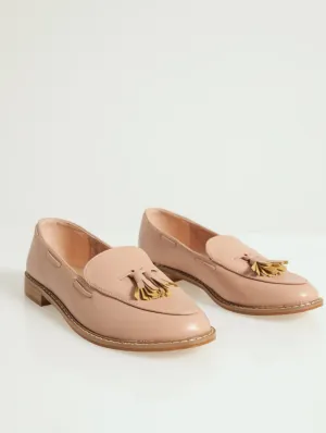 Tassel Loafer With Side Interlace Detail - Blush