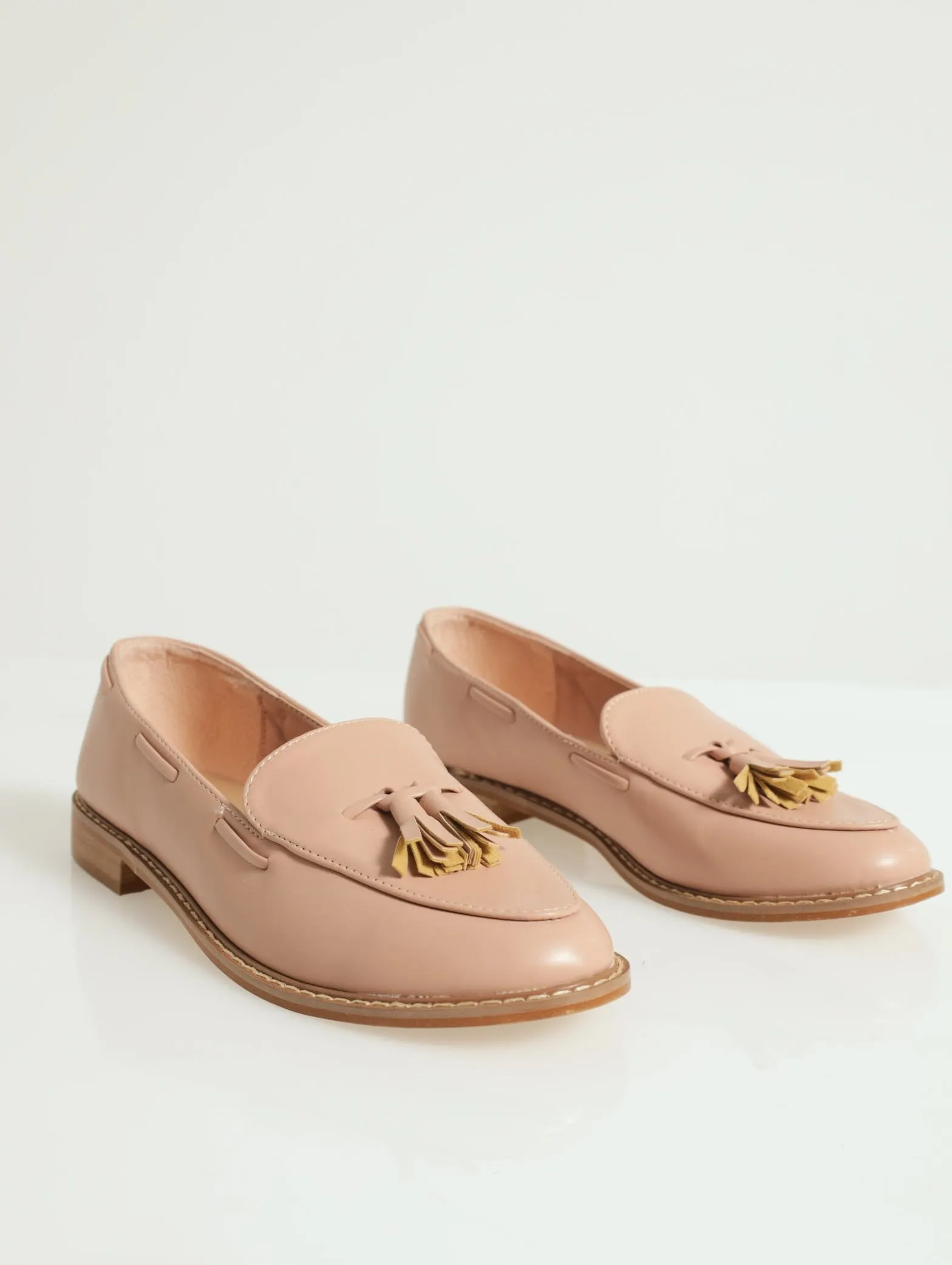 Tassel Loafer With Side Interlace Detail - Blush