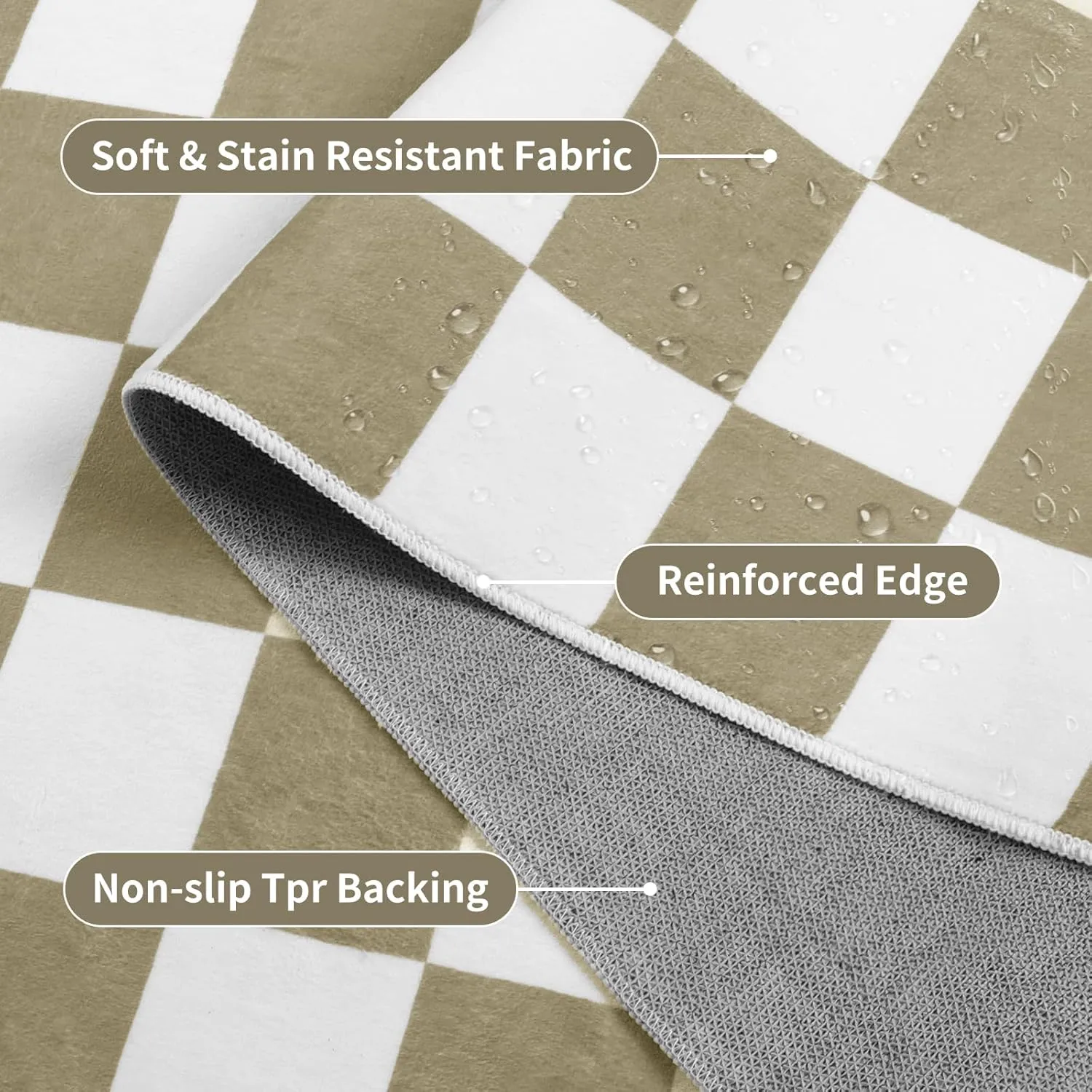 Terrug Beige and White Checkered Rug for Living Room Bedroom, 4x6 Soft Washable Area Rug with Non Slip, Low Pile Stain Resistance Carpet for Kids Room Entryway Kitchen Dorm