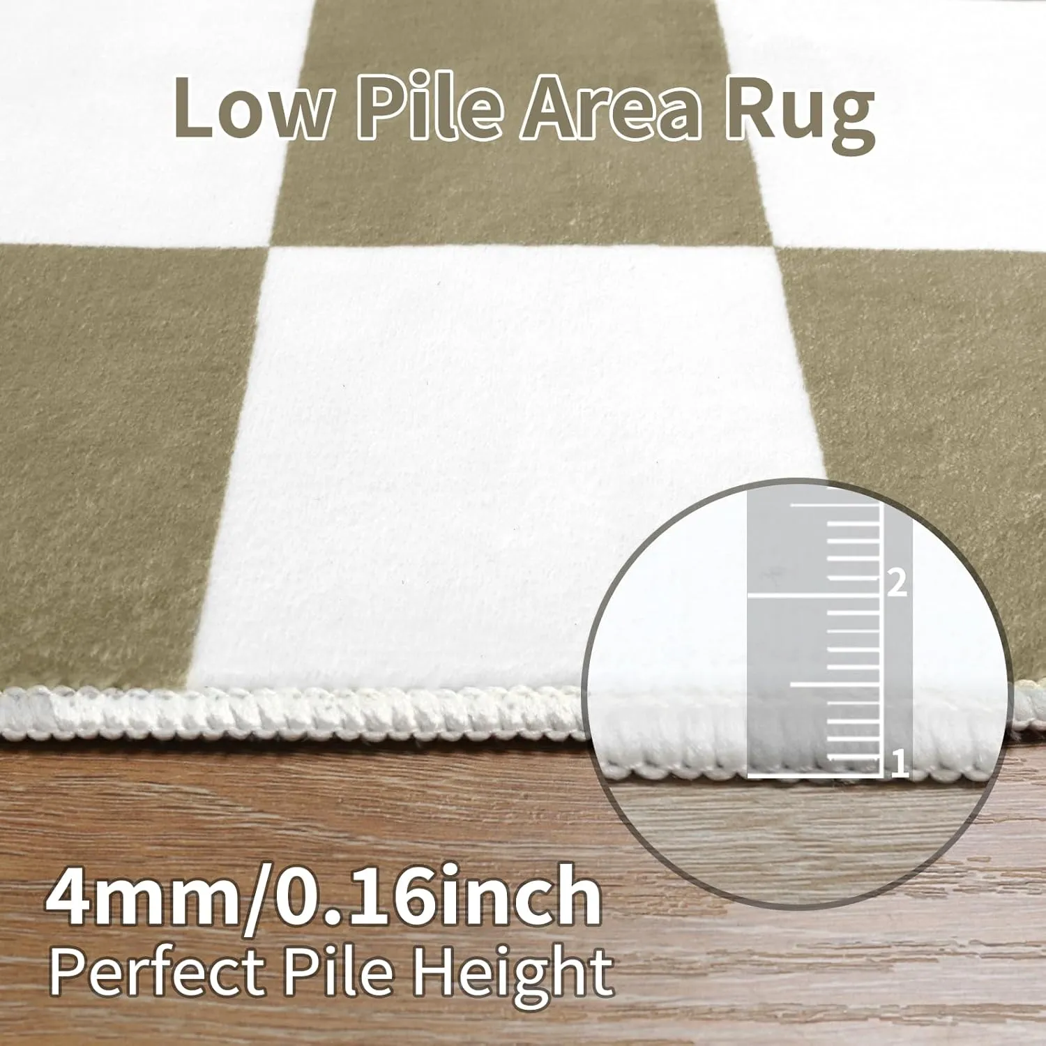 Terrug Beige and White Checkered Rug for Living Room Bedroom, 4x6 Soft Washable Area Rug with Non Slip, Low Pile Stain Resistance Carpet for Kids Room Entryway Kitchen Dorm