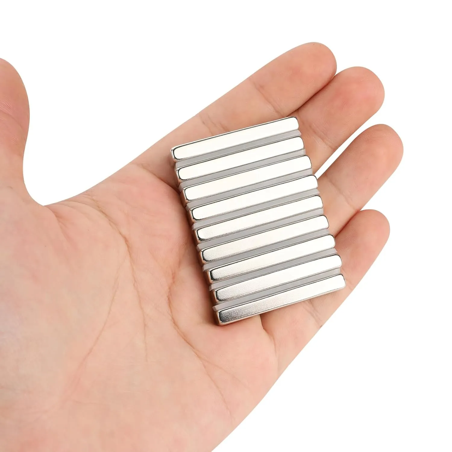 TRYMAG 25 Pack Super Strong Neodymium Magnets, Heavy Duty Rare Earth Magnets with Double-Sided Adhesive, Powerful Bar Magnetic Strips for Crafts, Fridge, Garage, Kitchen, Science, Office - 40x10x5mm