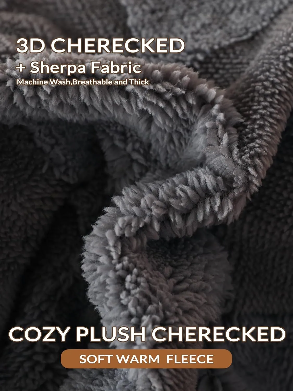 Tufted Fleece Comforter Set King - Super Soft Warm Fluffy Shaggy Bedding Sets, Diamond Plaid Jacquard Bed Set for Winter, 1 Sherpa Comforter with 2 Pillow Cases (104"X90" Grey)