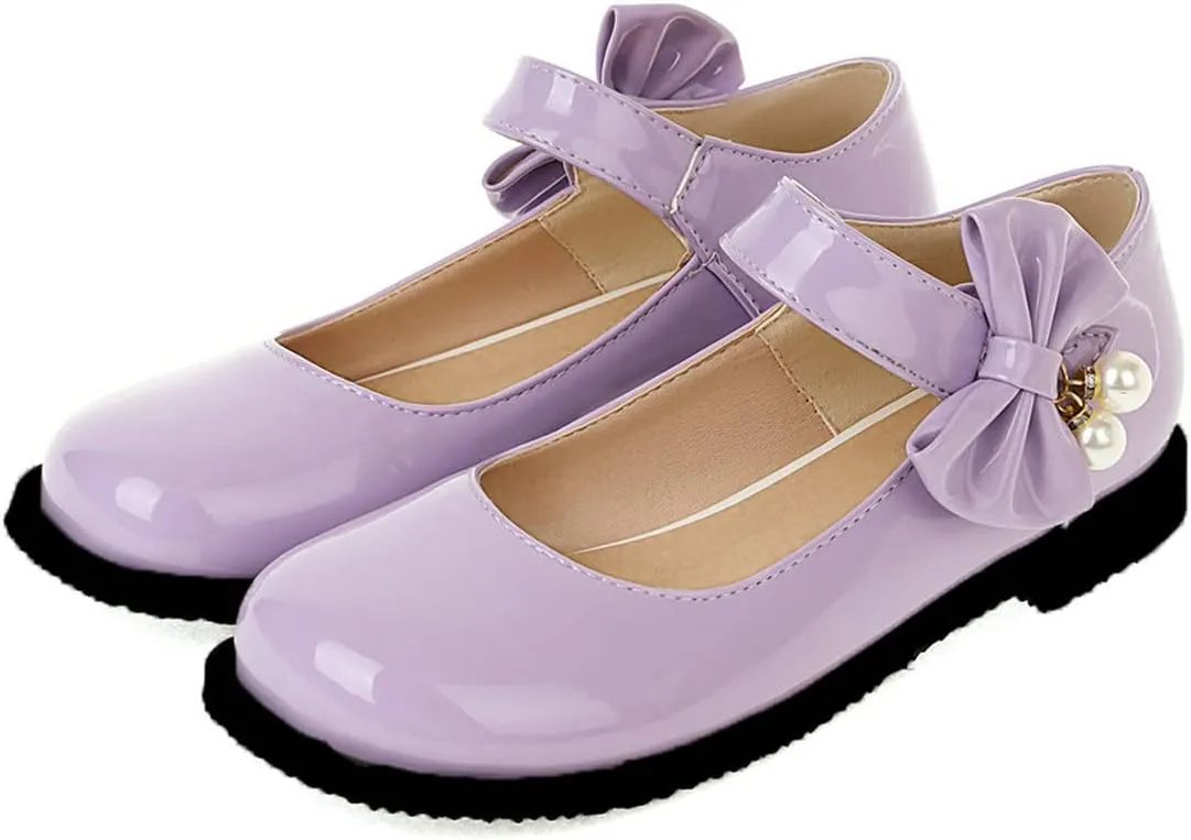 UniqueStride Womens Ballet Mary Janes Flats Patent Leather Platform Low Heels Pumps Round Toe Buckle Strap Cute Shoes