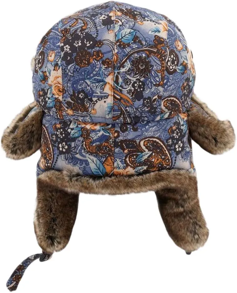 Unisex Winter Trapper Hat with Ear Flaps & Faux Fur Ushanka Aviator Hat Eskimo Hat