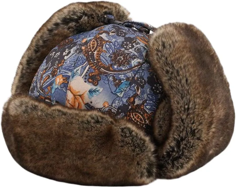 Unisex Winter Trapper Hat with Ear Flaps & Faux Fur Ushanka Aviator Hat Eskimo Hat