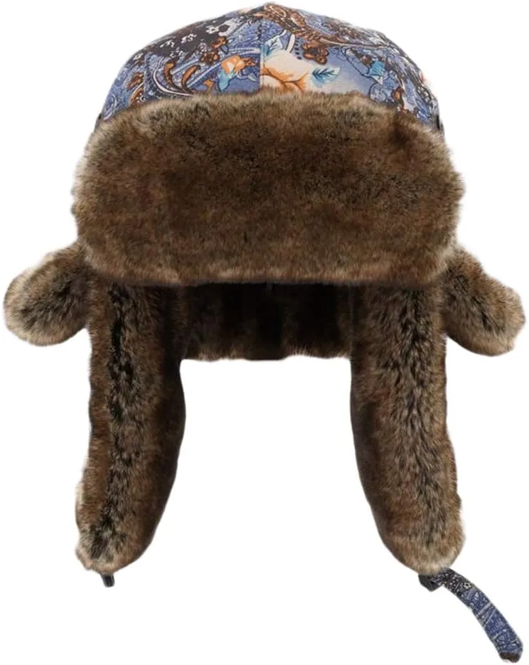 Unisex Winter Trapper Hat with Ear Flaps & Faux Fur Ushanka Aviator Hat Eskimo Hat